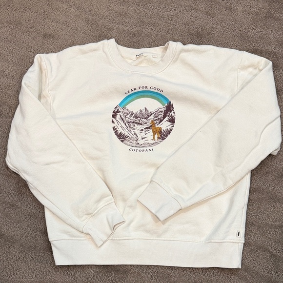 cotopaxi Sweaters - cotopaxi Cream Crewneck Sweatshirt with Mountain Rainbow Graphic